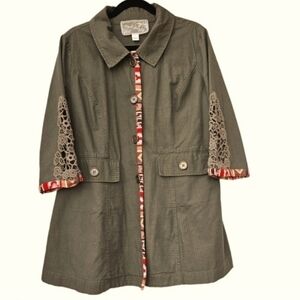 Nick&Mo Olive Green Jacket with Lace Detail